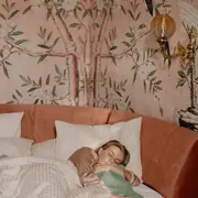 Silk sleepwear bedroom campaign
